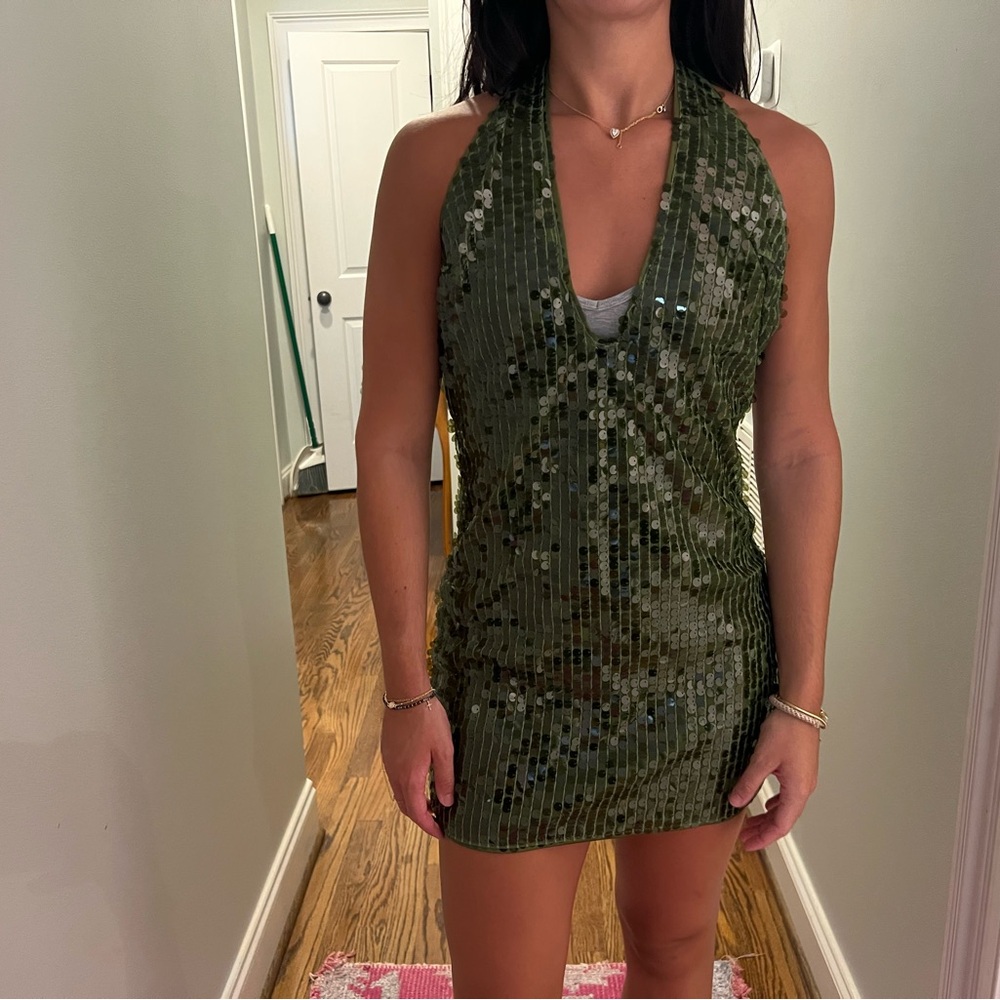 SHEIN SPARKLE HALTER DRESS